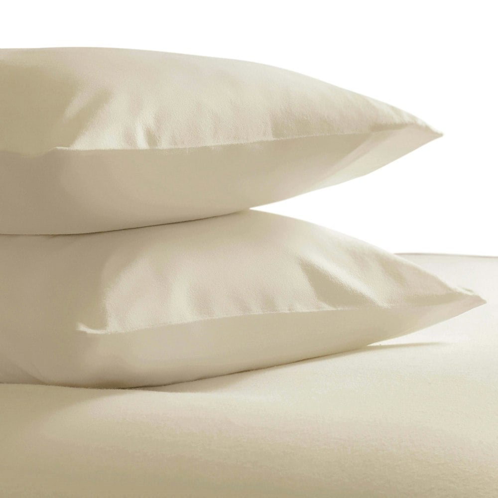 Belledorm Brushed Cotton Housewife Pillowcase (Pair) - Cream