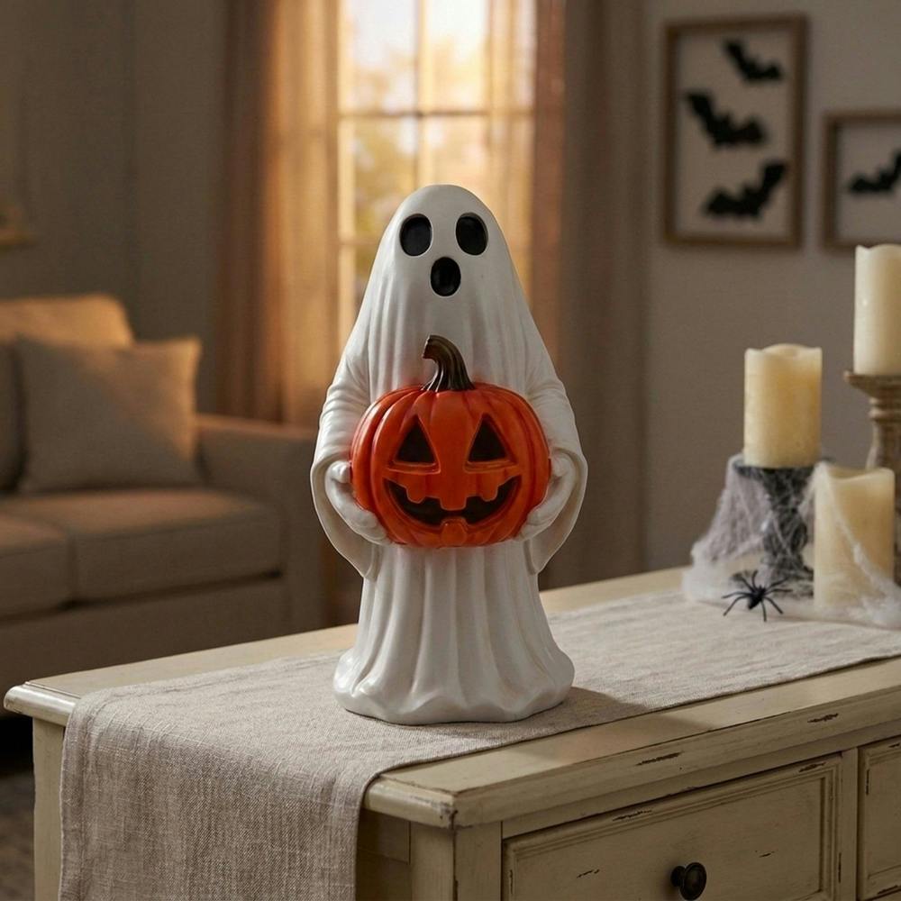 Garden Greatness LED Ghost Pumpkin Halloween Ornament