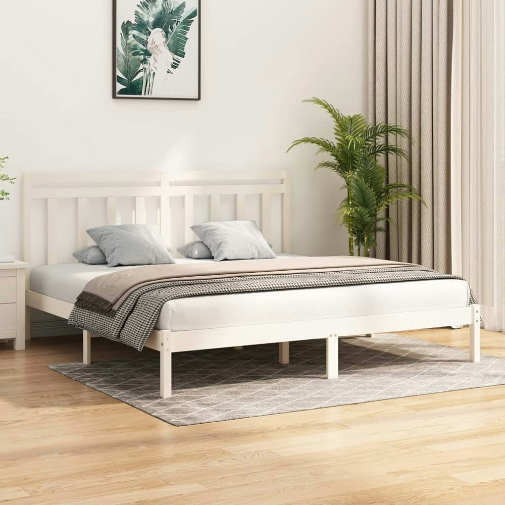 Berkfield Bed Frame White Solid Wood 200x200 cm