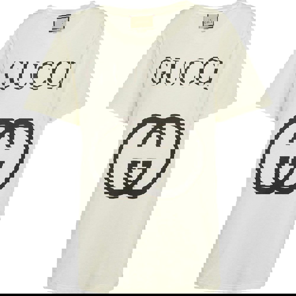 Gucci Interlocking GG Logo Slim Fit White T-Shirt S