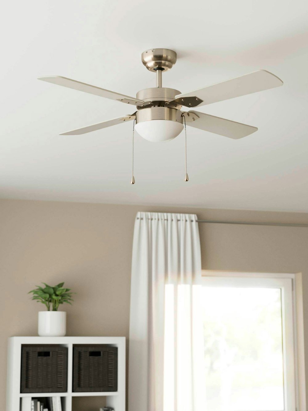 EGLO Gelsina Satin Nickel Reversible Ceiling Fan