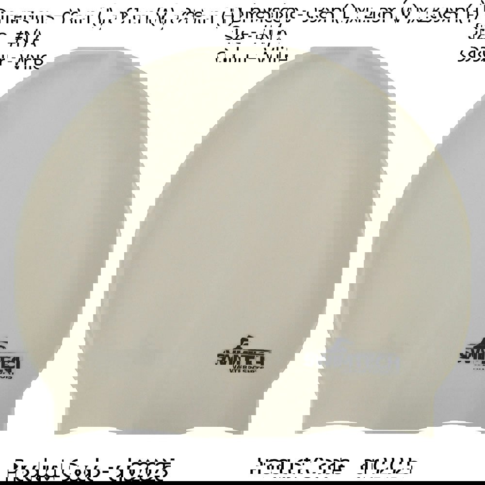 ONE SIZE Silicone Swim Cap - WHITE - Comfort Fit Unisex Swimming Hair Hat