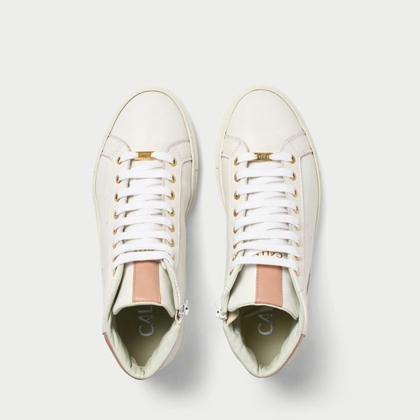 flare white and pink leather trainer sneaker comfy