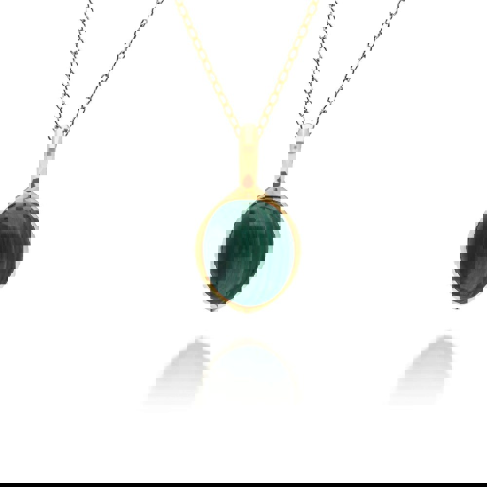270P029205925 Irregular B Gem Malachite Pendant in Gold Plated Silver 1