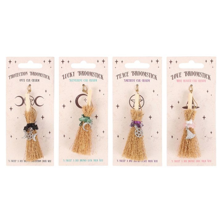 Serano Pack of 12 Lucky Crystal Broomstick Car Charms
