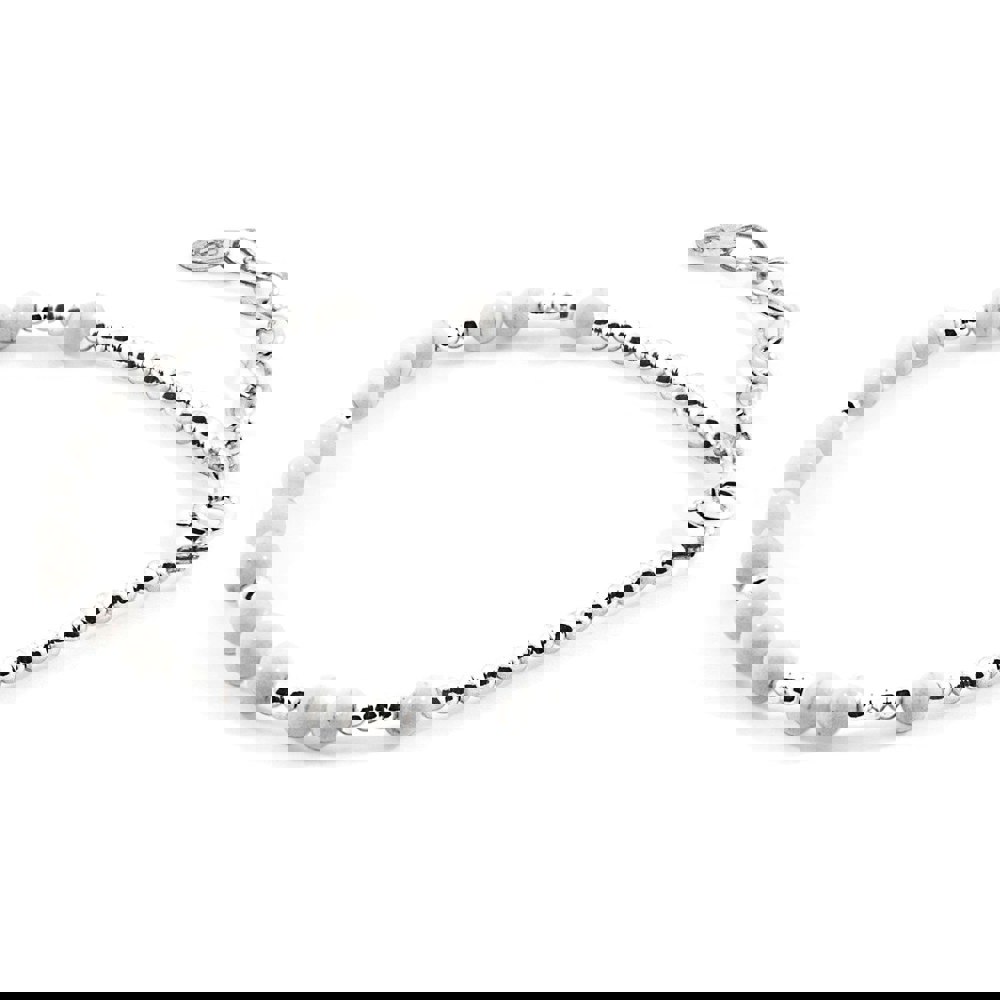 Anchor & Crew White Agate Sienna Silver and Stone Bracelet