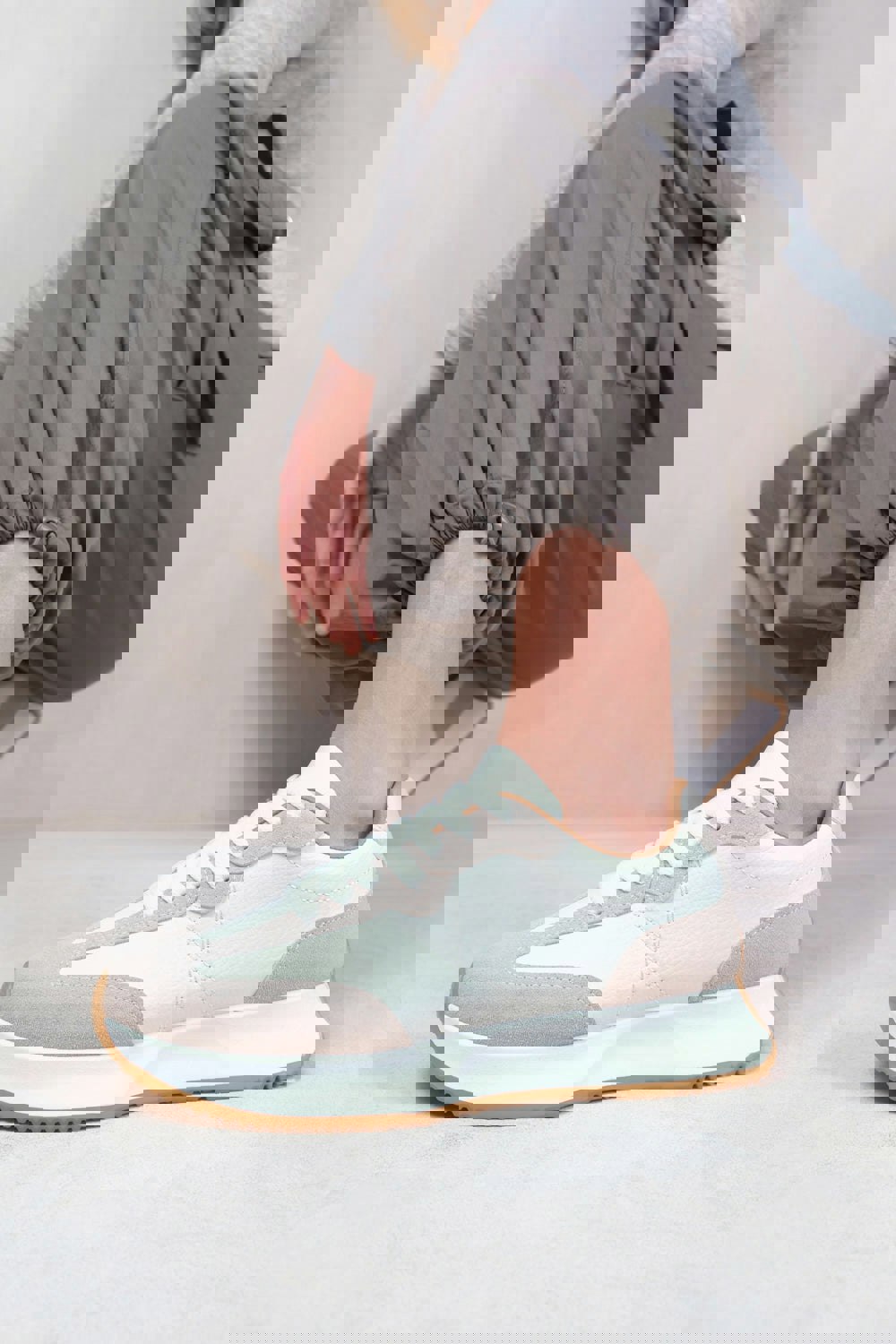 Where's That From Metro Runner Sneakers Trainers in Light Grey Suede