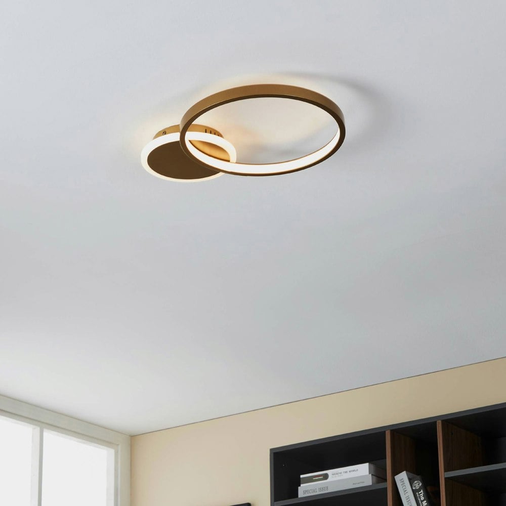 EGLO Gafares LED Gold And White Flush Ceiling Light