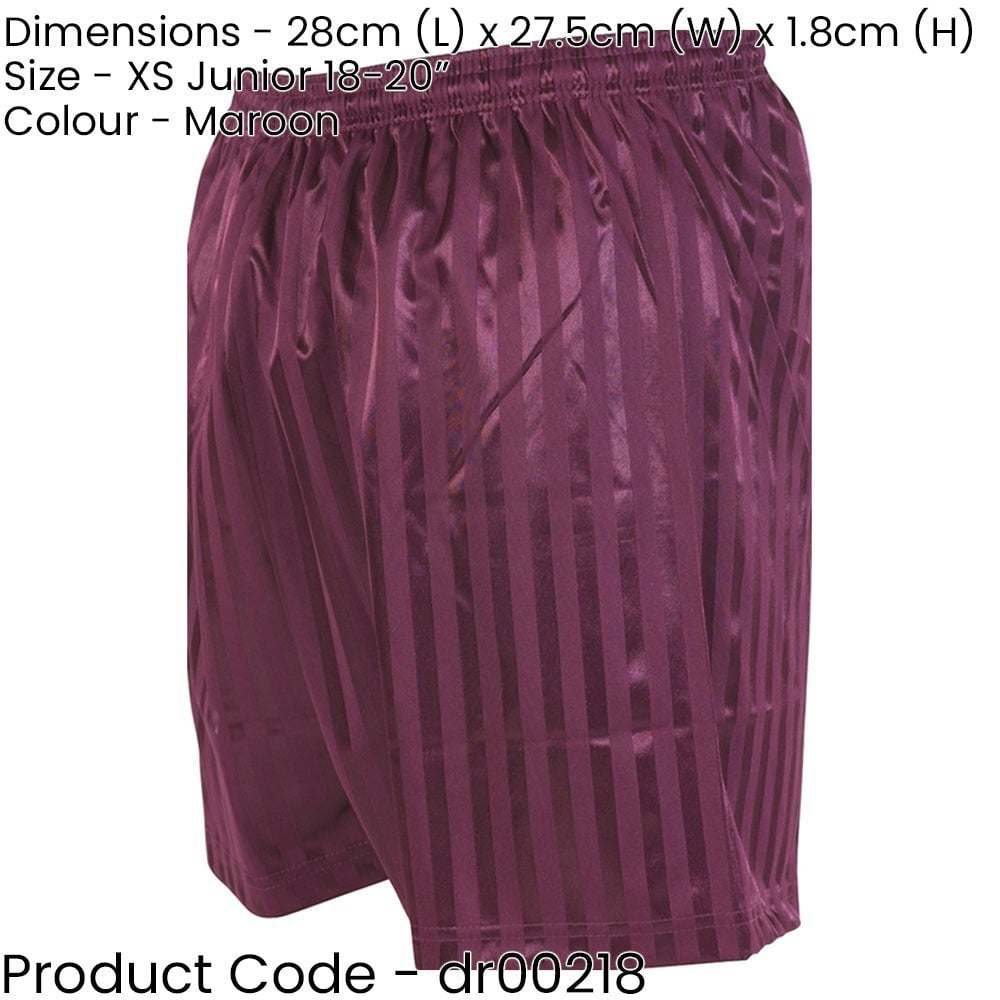 XS - MAROON Junior Sports Continental Stripe Training Shorts Bottoms - Football