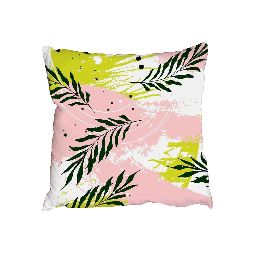 Benjamin Tate Design Palm leaves on pink green background (Outdoor Cushion)