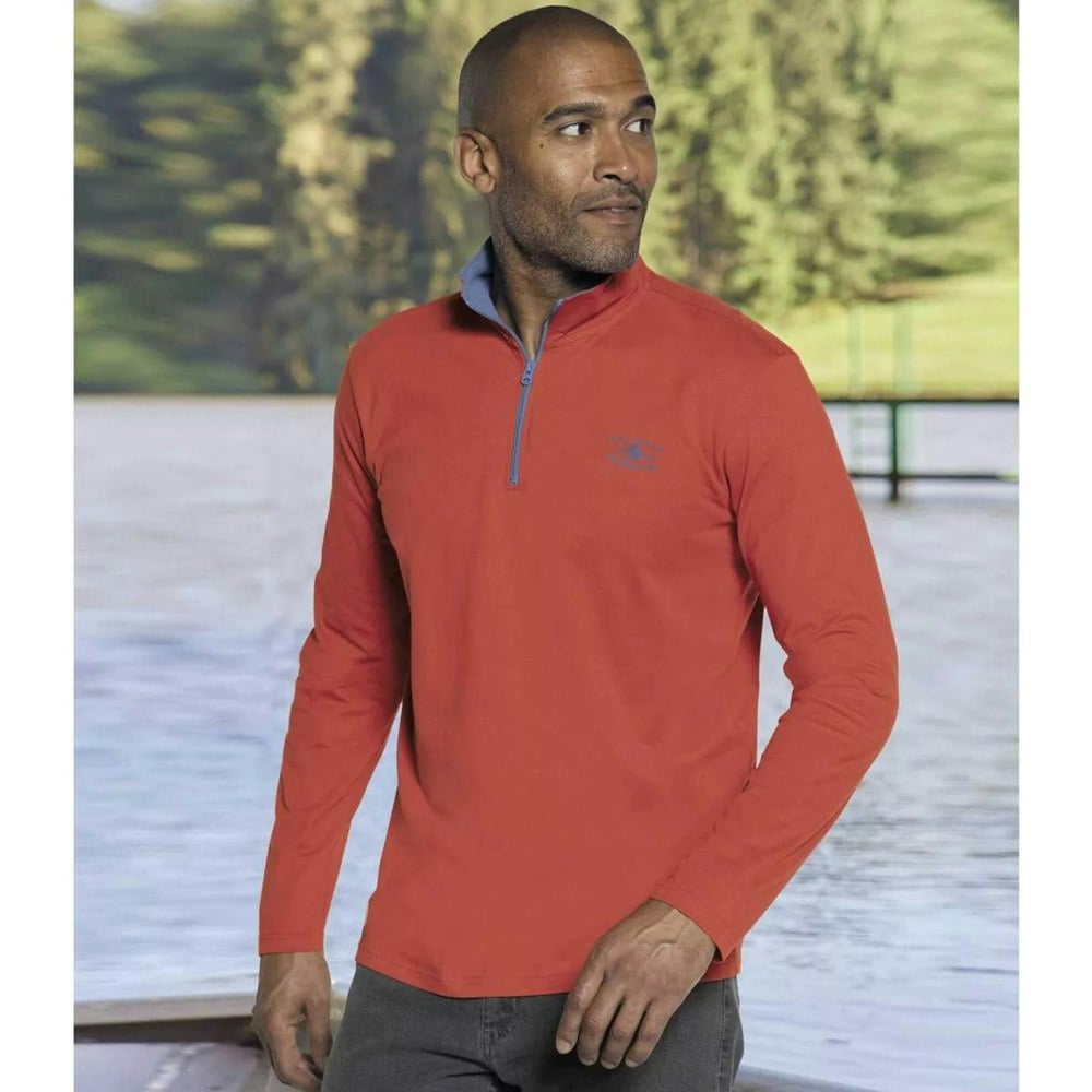 Atlas For Men Mens Half Zip Top (Pack of 2) - Red/Blue/Terracotta