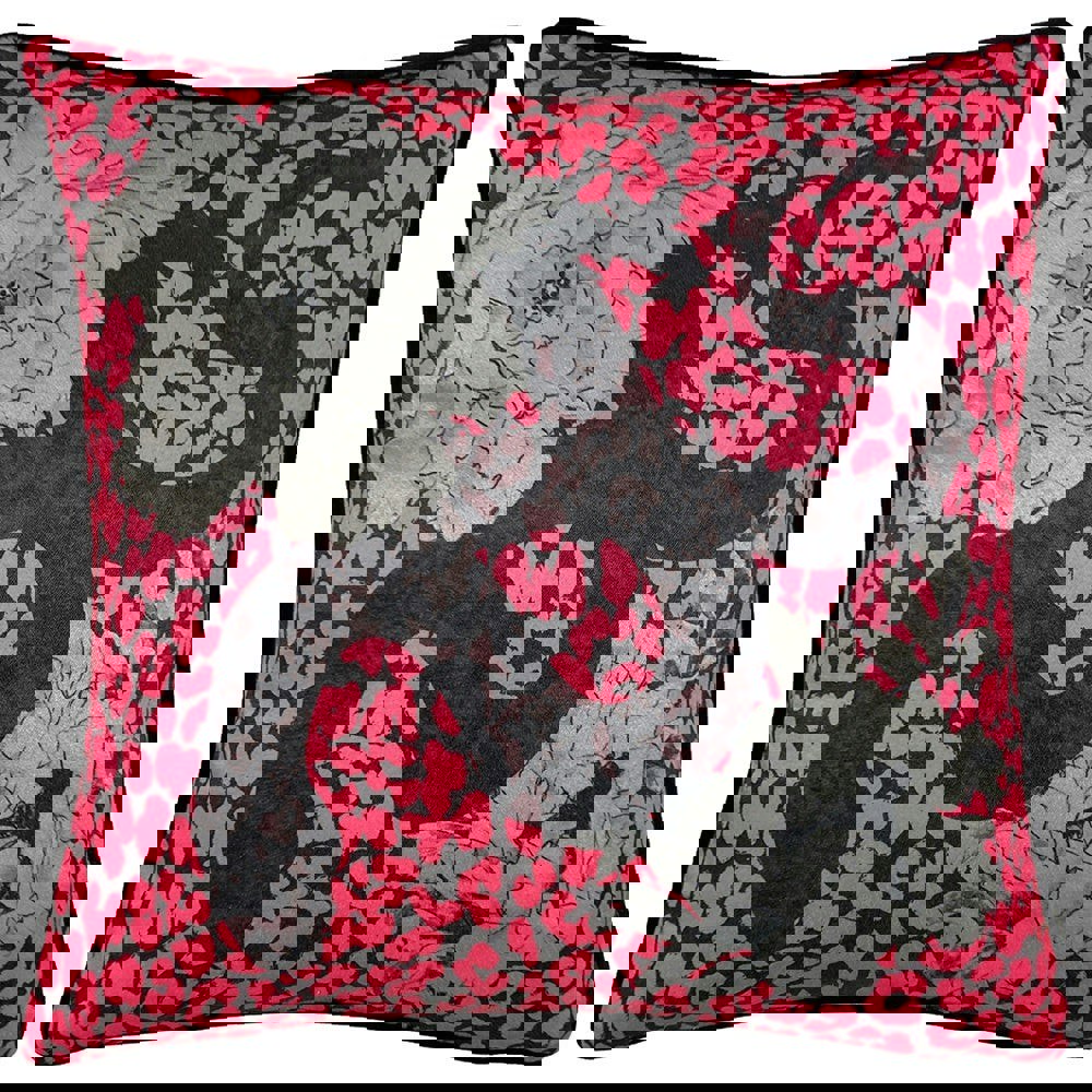 Furn Serpentine Animal Print Cushion Cover - Black/Ruby