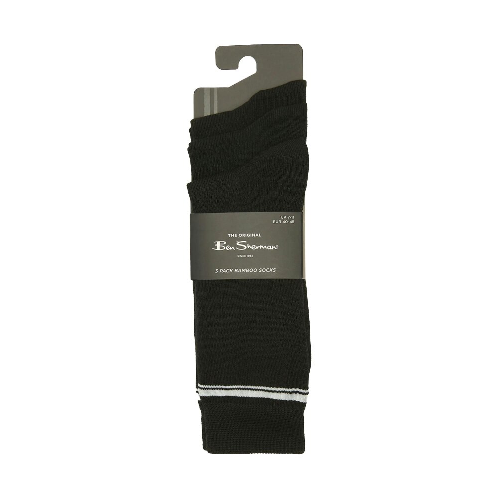 Ben Sherman Mens Stripe Bamboo Socks (Pack of 3) - Black