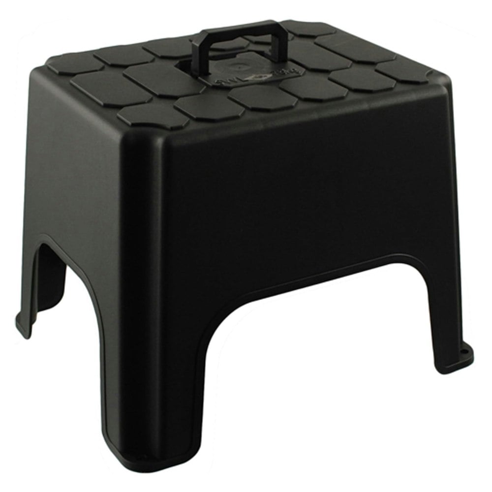 Non-Slip Step Up Black Step Stool With Built In Carry Handle