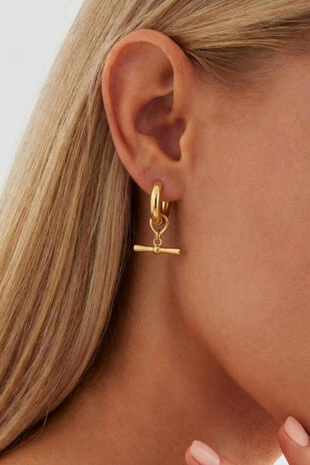 Serla 18K Gold Plated T-Bar Earrings
