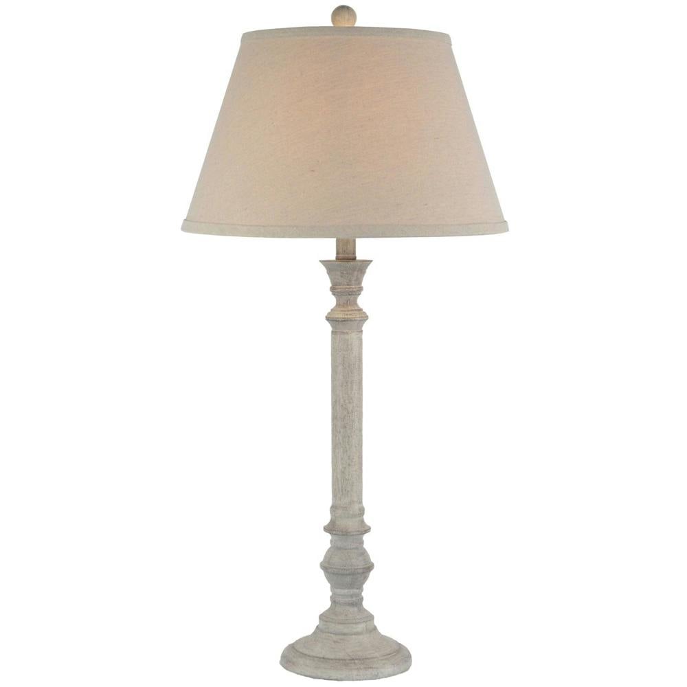 Wyld Haus Collonges Slim Pillar Wooden Table Lamp With Cream Linen Shade