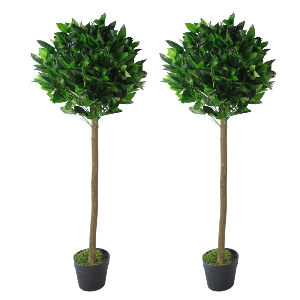 Leaf 120cm Leaf Design UK Pair of Artificial Bay Topiary Ball Trees