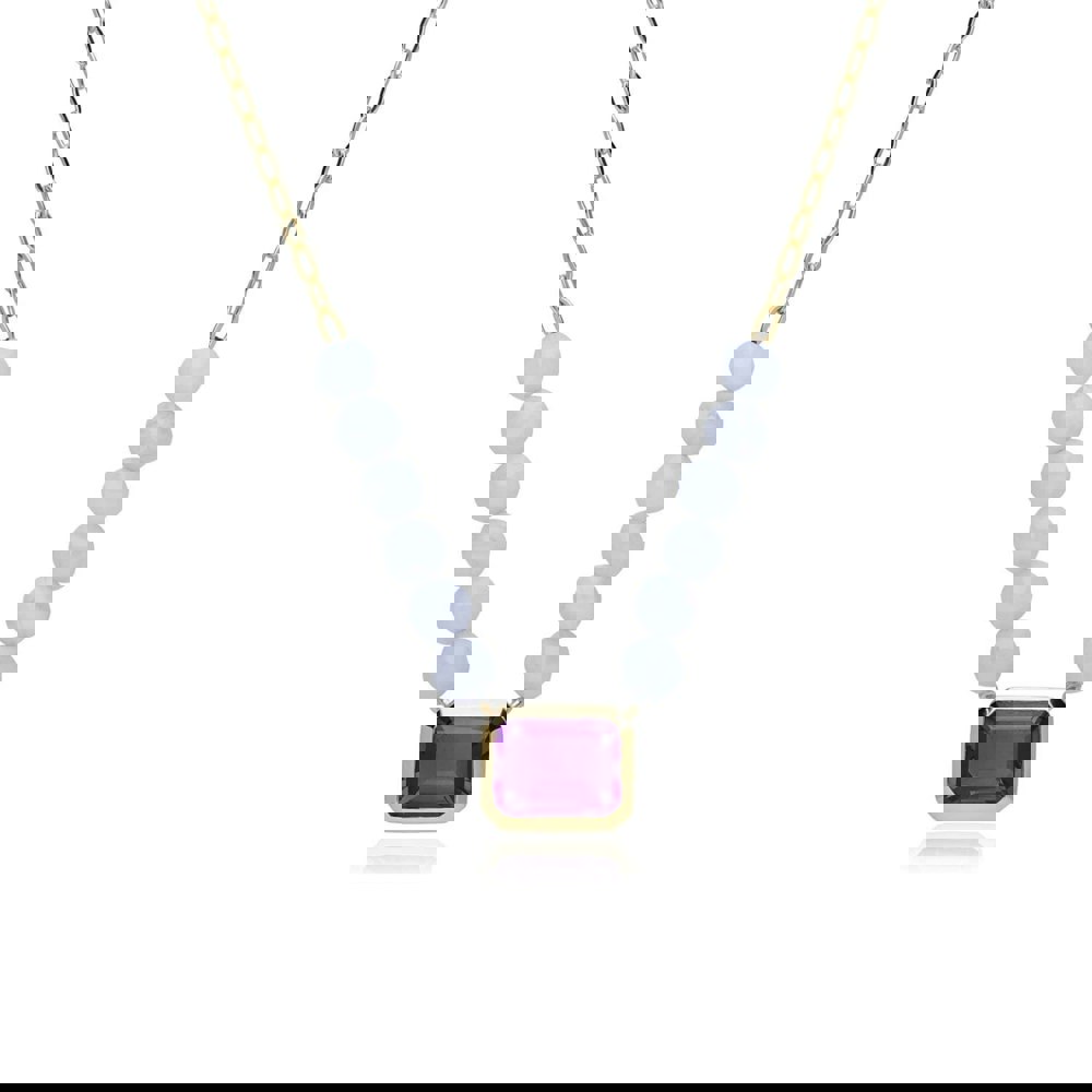 270N037802925 ECFEW™ Unifier Amethyst & Blue Lace Agate Necklace In Sterling Silver 1