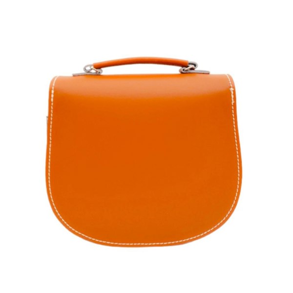 Zatchels Handmade Leather Twist Lock Saddle Bag - Orange