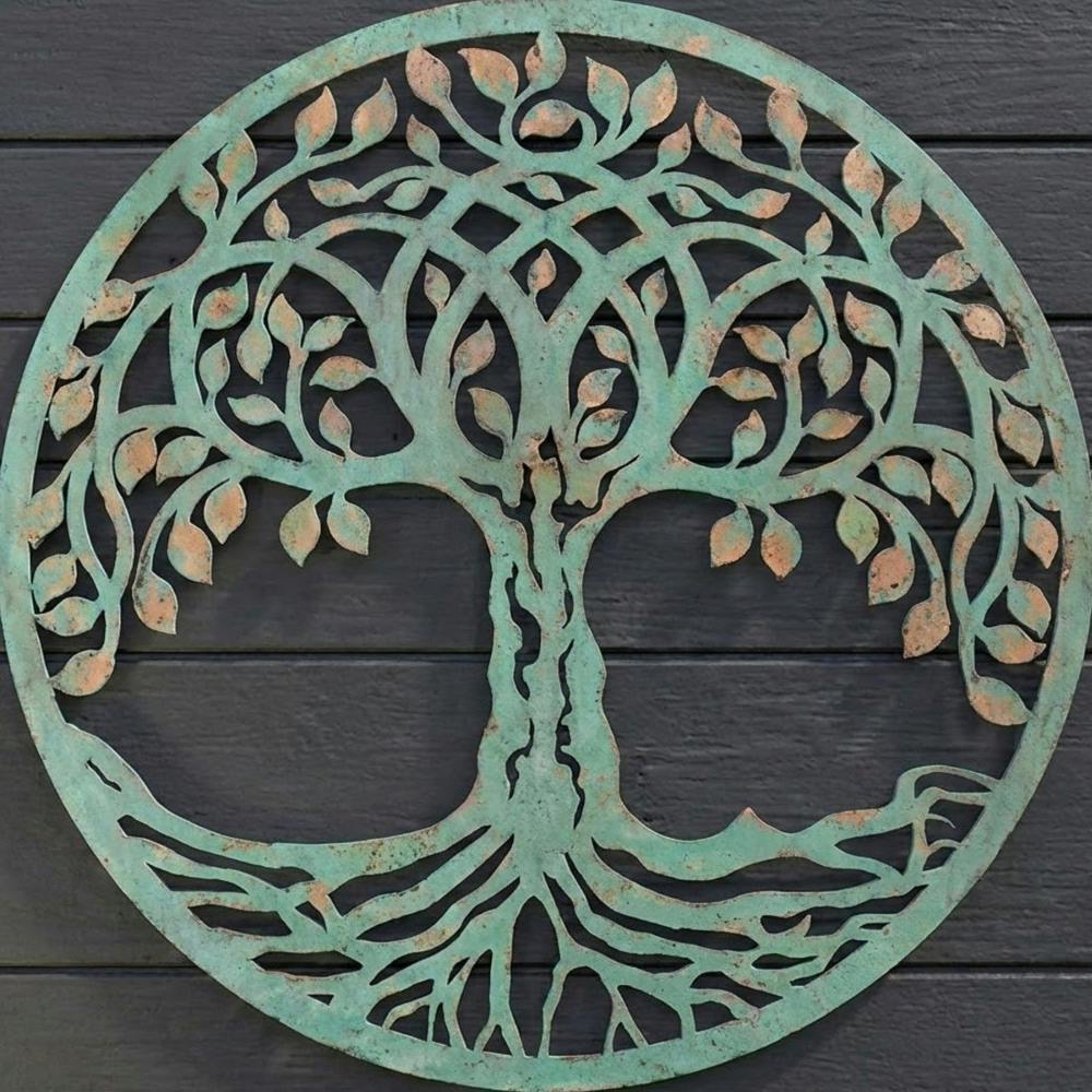 Garden Greatness Verdigris Rustic Tree Of Life Garden Wall Art