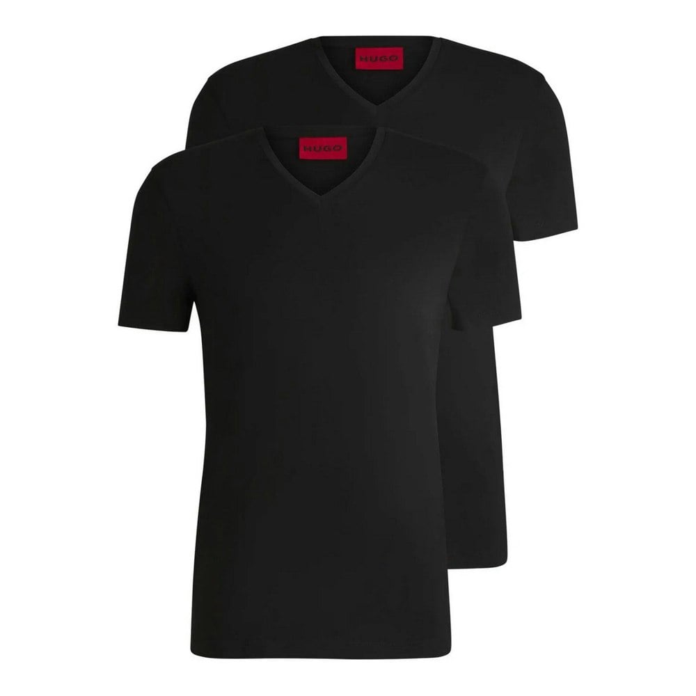 Hugo Boss Mens V Neck Slim T-Shirt (Pack of 2) - Black