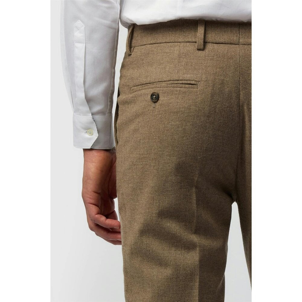 Ted Baker Tailored Fit Oatmeal Texture Puppytooth Trousers