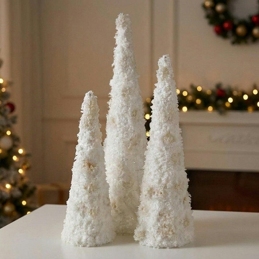 Garden Greatness White LED Light Up Decorative Cone Set