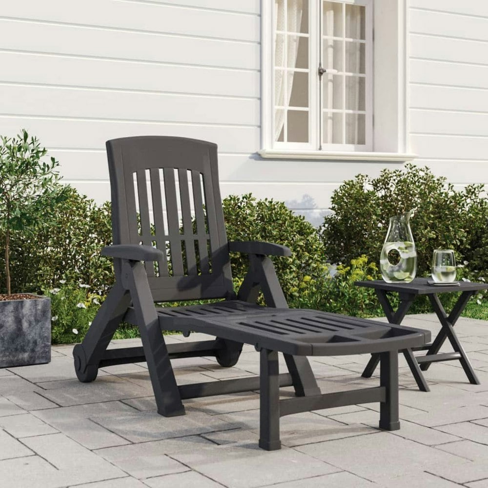 Berkfield Folding Sun Lounger with Wheels Anthracite PP