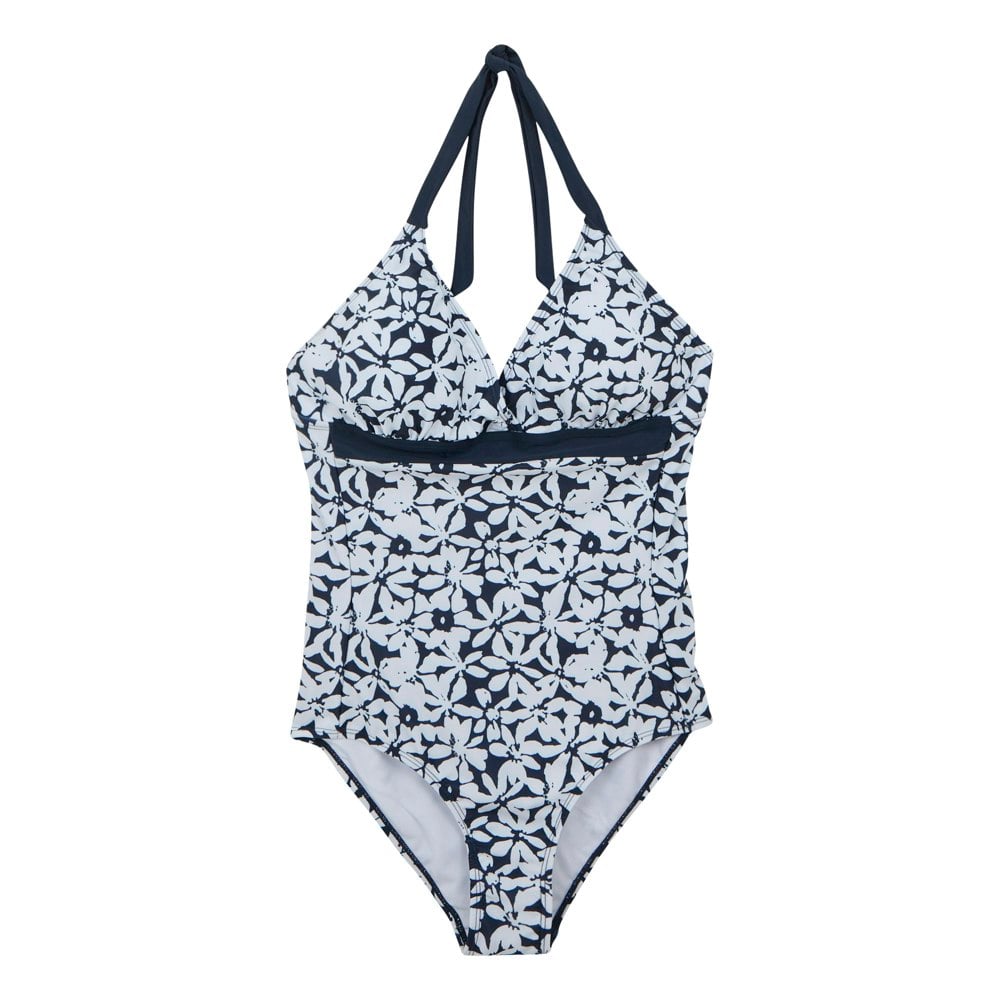 Regatta Womens Flavia II Large Floral One Piece Swimsuit - Navy/White