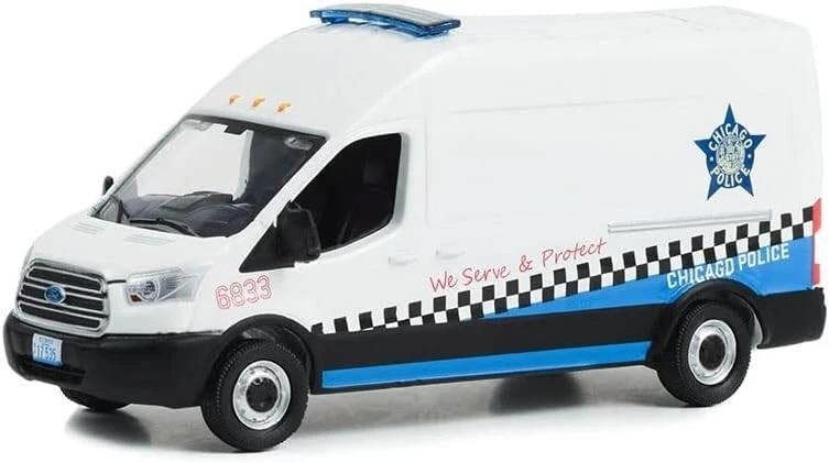 MCSlots 2017 Ford Transit LWB High Roof Chicago Police 1:64 Scale Greenlight 53050B