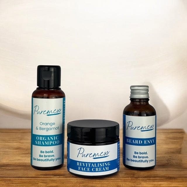 Puremess Men’s Beard Envy Grooming Bundle | Beard Oil, Shampoo & Revitalising Face Cream