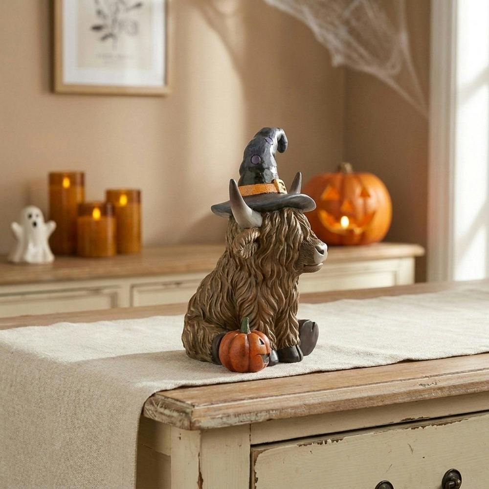 Garden Greatness Halloween Witch Hat Highland Cow Ornament
