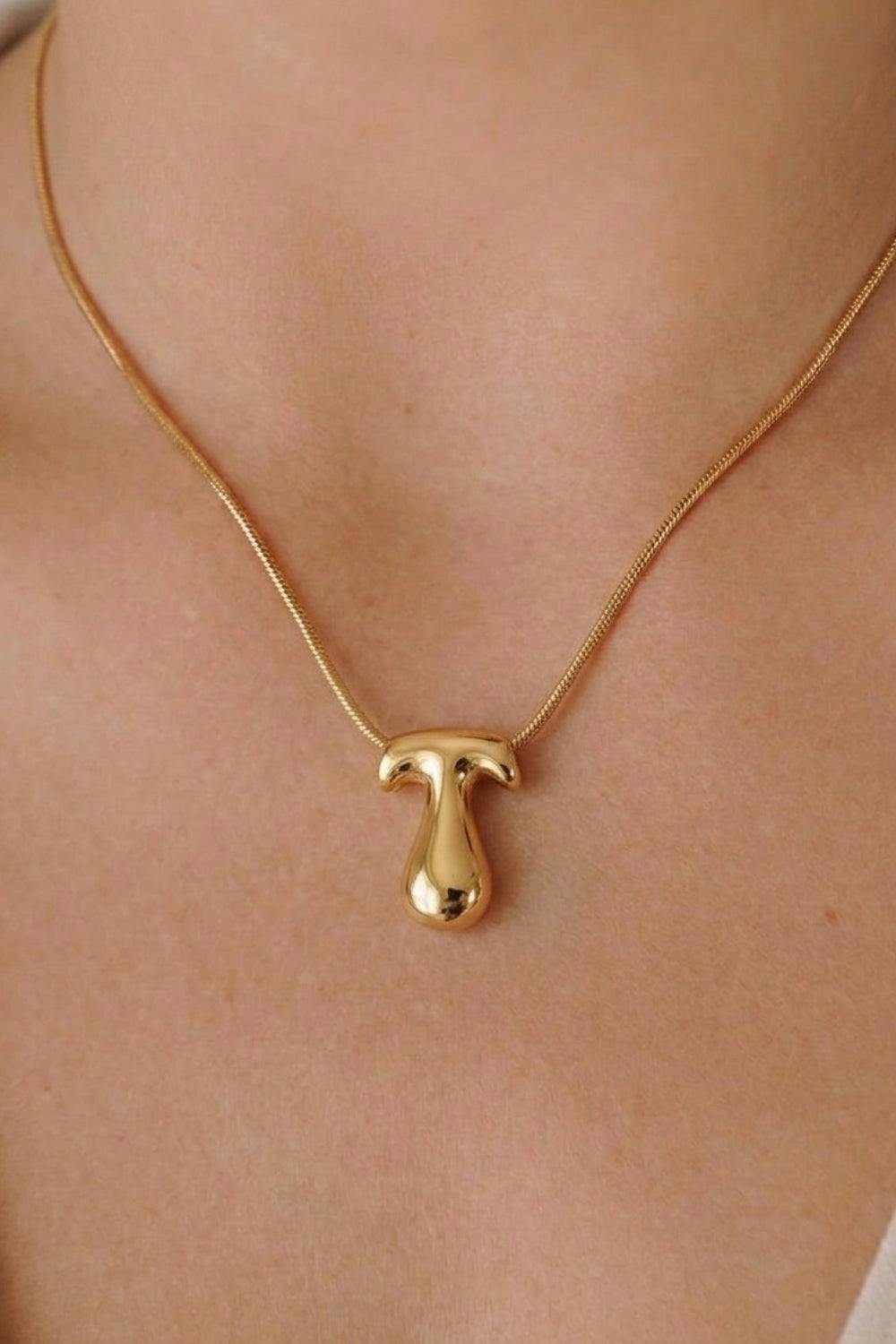Serla Bubble Initial Gold Plated Necklace Letter T