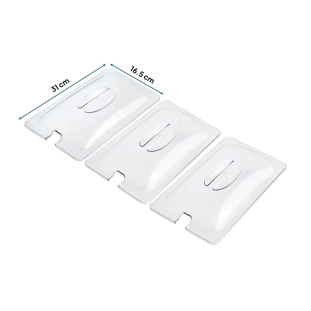 Cooks Professional Set of 3 Clear Lids for 3 Section Buffet Warmer | 31cm x 16.5cm
