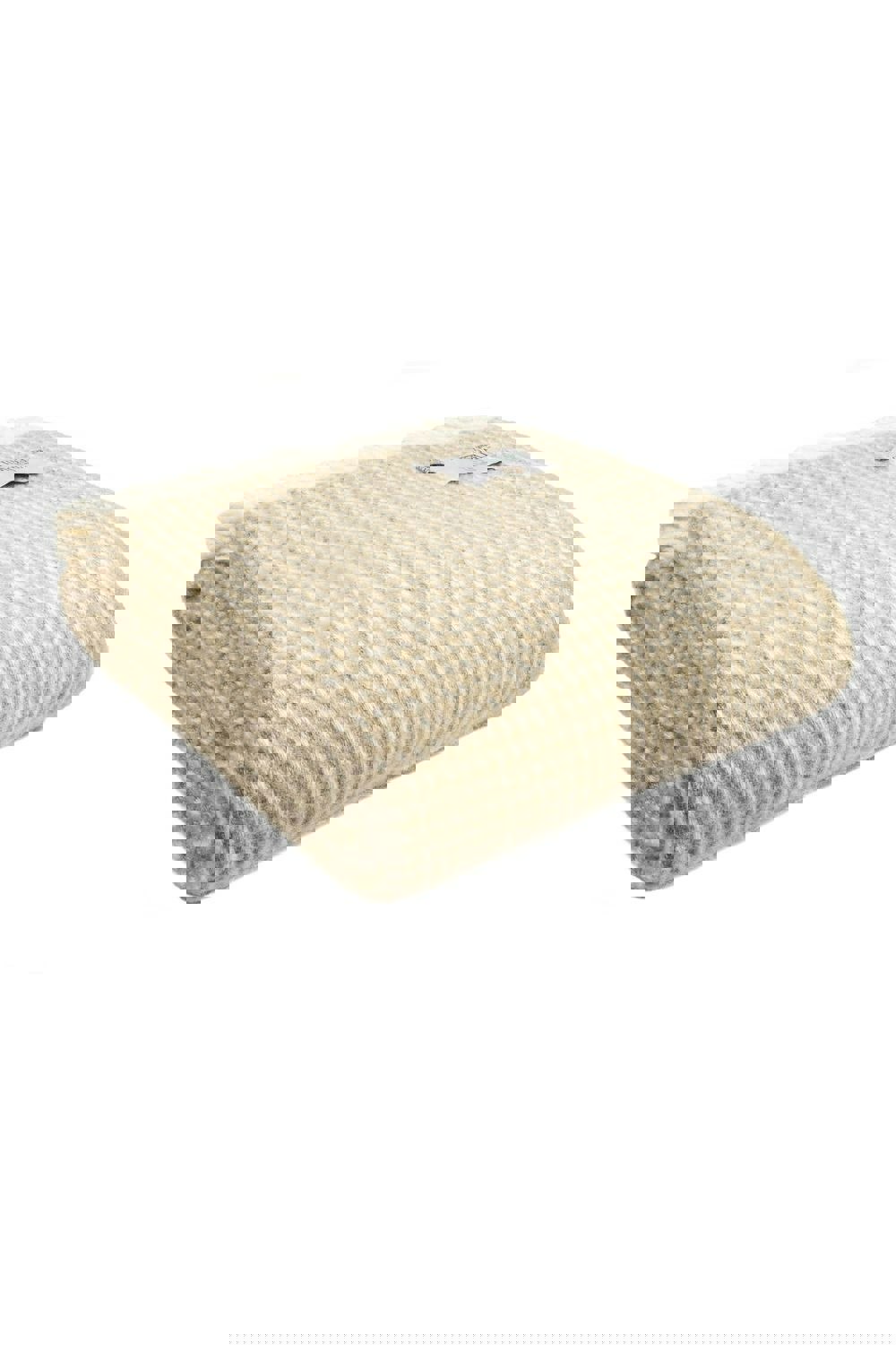 HomeSpace Direct Waffle Oatmeal Wool Throw