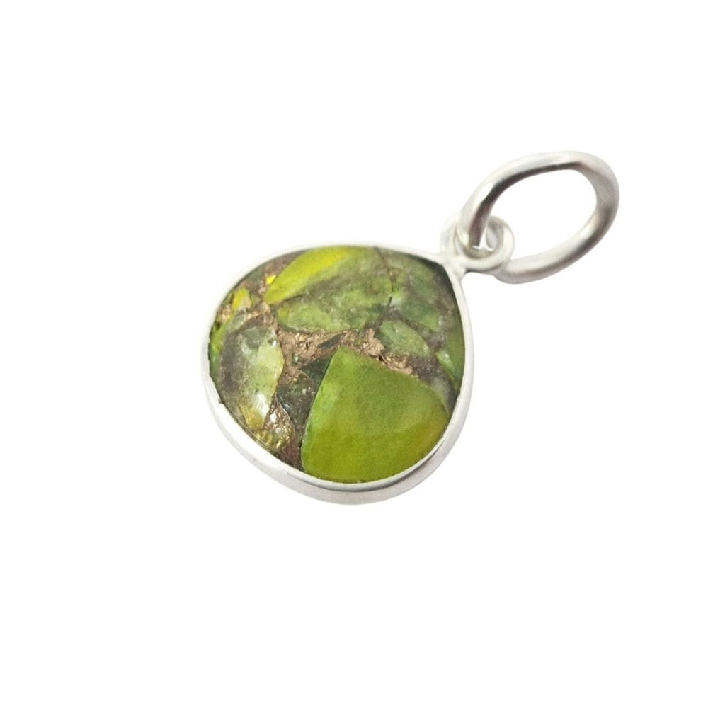 Silver Peridot August Birthstone Heart Charm Pendant