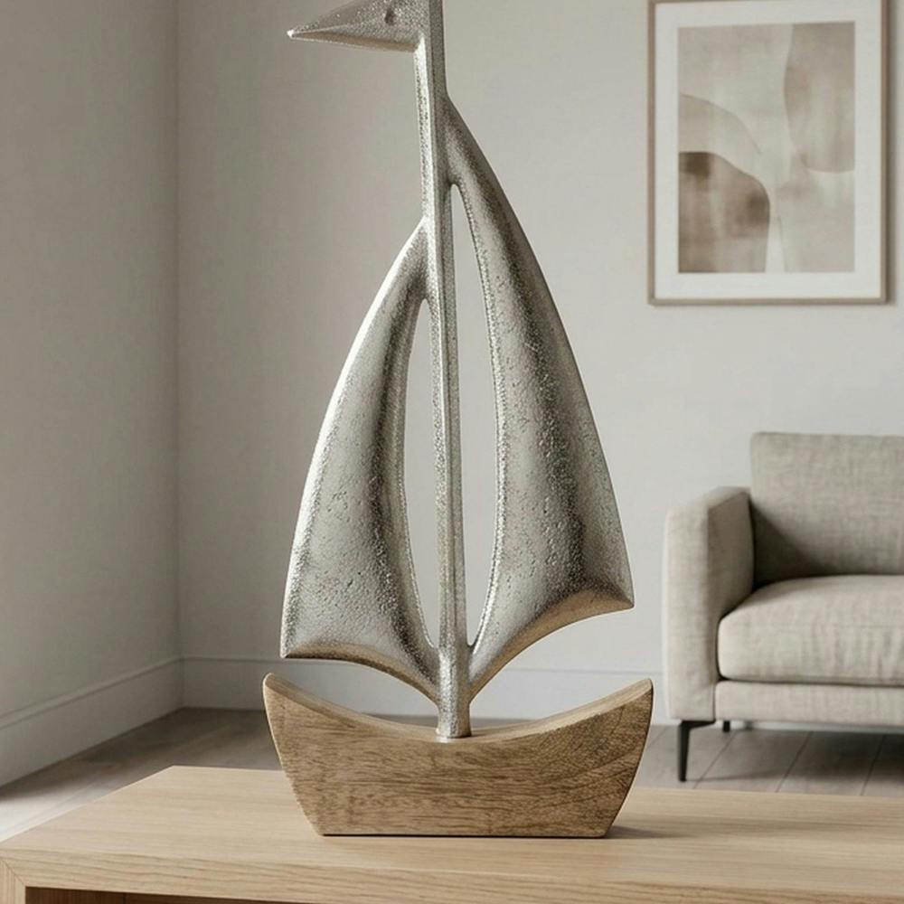 Garden Greatness Nautical Ship Model with Mounted Wood Base