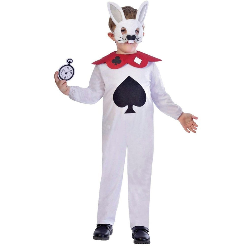 Amscan Curious White Rabbit Alice in Wonderland Costume Age 7-8 Years Includes Jumpsuit, mask and clock
