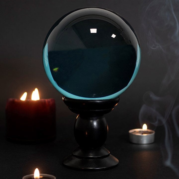 Serano Large Teal Crystal Ball on Stand