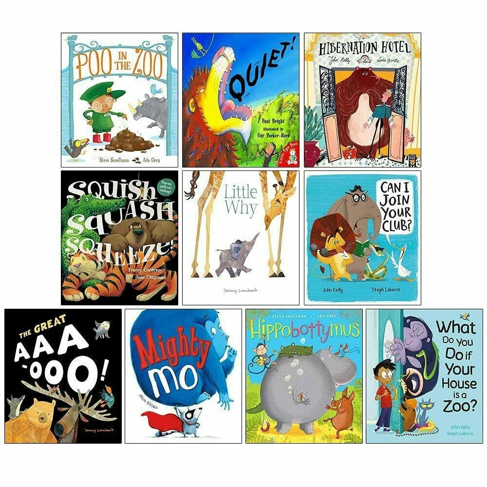 Zoo Series 10 Book Set (Quiet, Little Why, Poo in the Zoo, Mighty Mo & More)