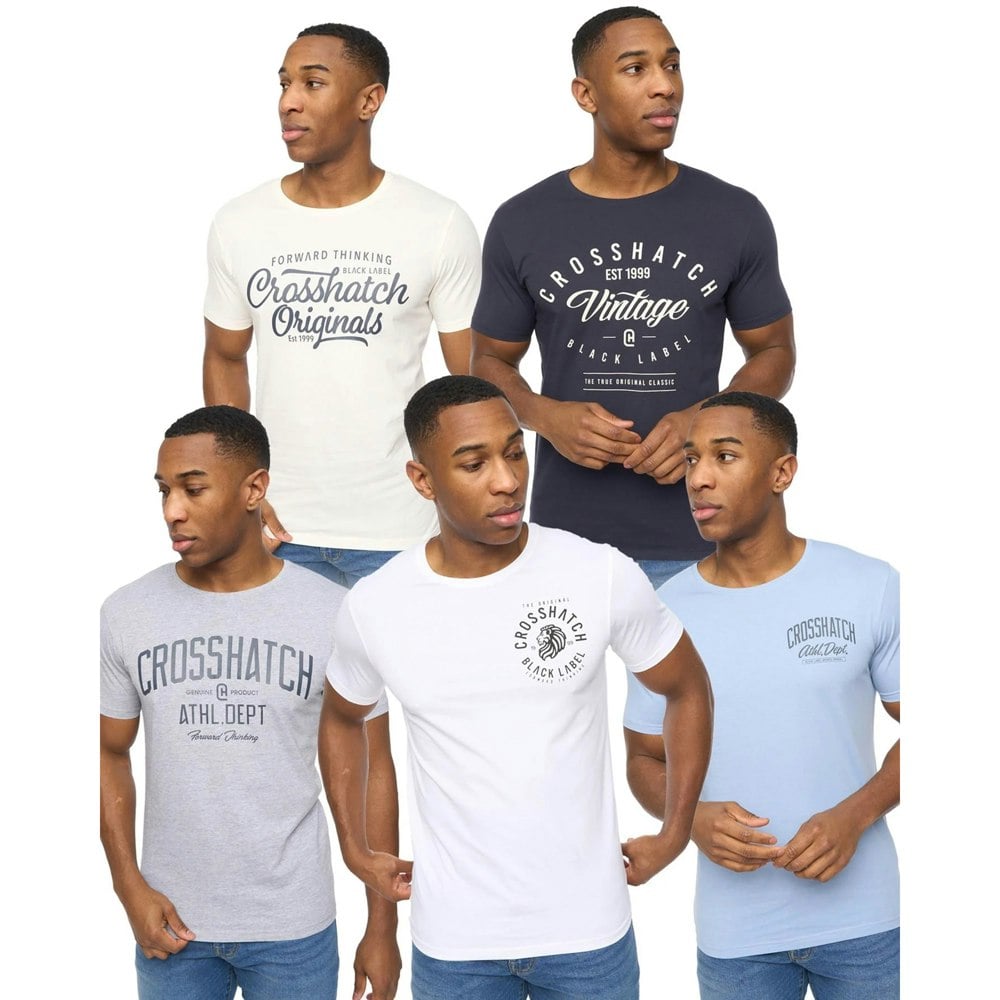Crosshatch Mens Collegetheme Assorted Designs T-Shirt (Pack of 5) - Multicoloured