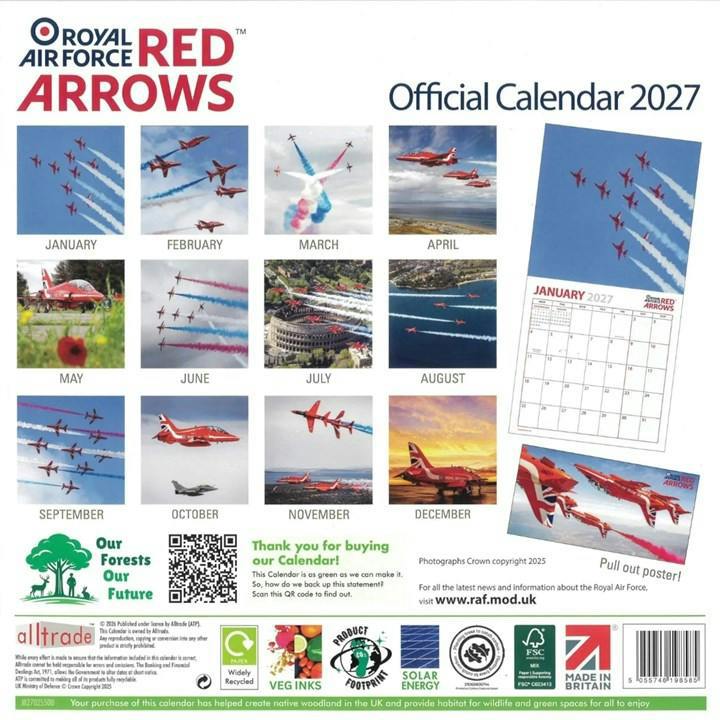 Red Arrows Calendar 2027, Wall Calendars, Month To View, History & Literature, Gift