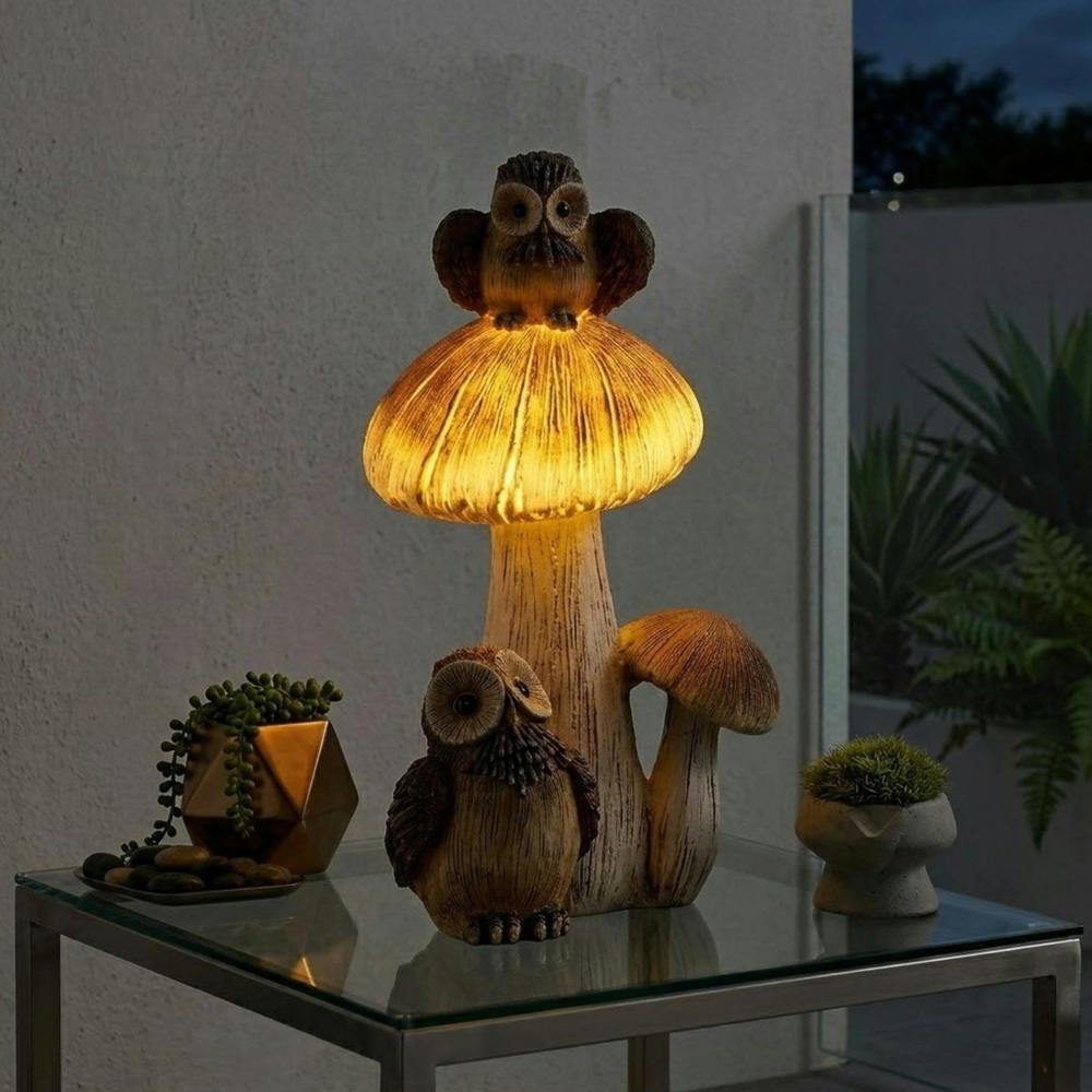 Garden Greatness LED Light Owl and Cub Nest Ornament