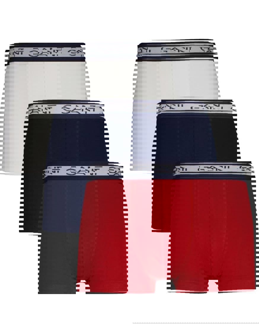 GantTrunks 3 - pack3 - Pack Striped Waistband Boxer Trunks, Navy/White/RedBoxers - and - Briefs.net