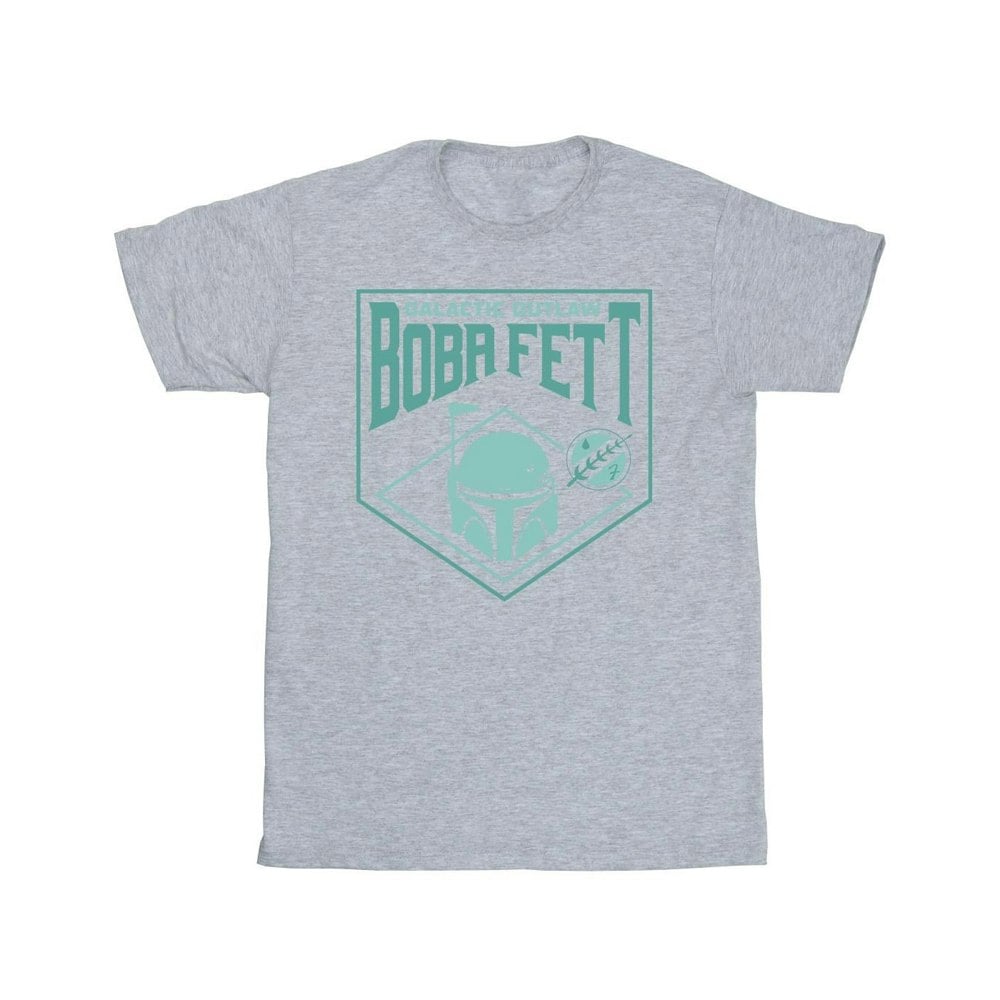 Star Wars Mens The Book Of Boba Fett Galactic Helm Chest T-Shirt - Sports Grey