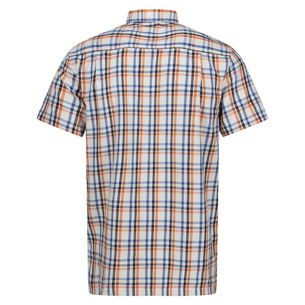 Regatta Mens Mindano VIII Checked Short-Sleeved Shirt - New Royal/Persimmon/Marshmallow