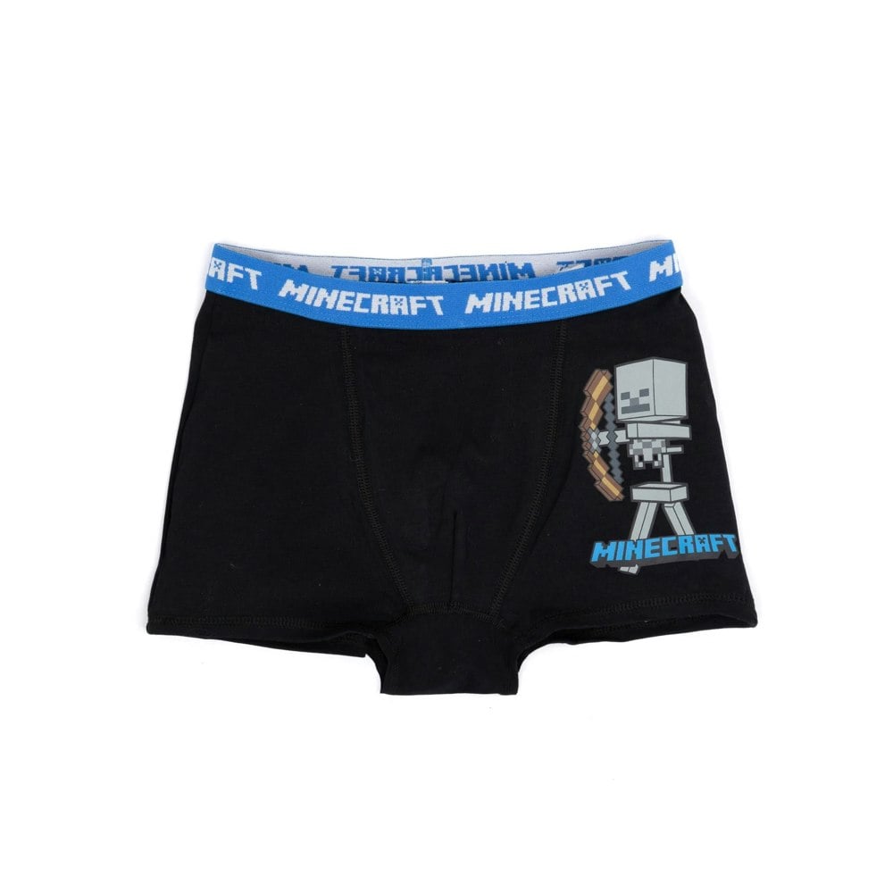Minecraft Boys Boxer Shorts Set (Pack of 3) - Grey/Blue/Black