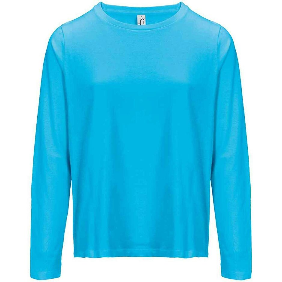 SOLS Womens/Ladies Monarch Long-Sleeved T-Shirt - Aqua - Aqua - 100% Ringspun Semi-Combed Cotton