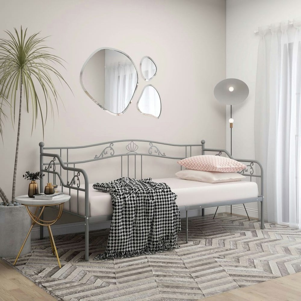 Berkfield Sofa Bed Frame Grey Metal 90x200 cm