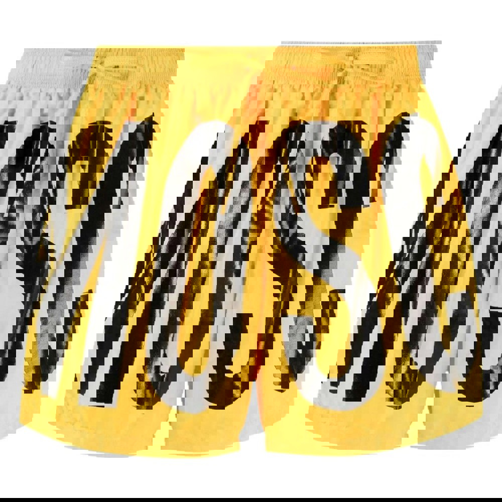 Moschino Black Bold Print Logo Bright Yellow Short Swim Shorts S